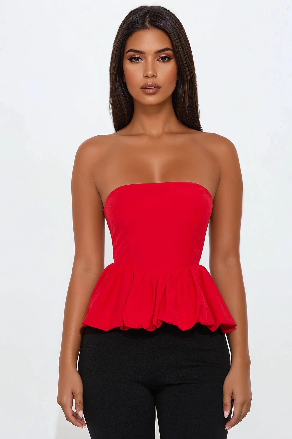 Women's Strapless Balloon Tube Top – front view