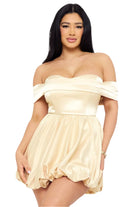 Satin off-shoulder flowy mini dress - Epicplacess