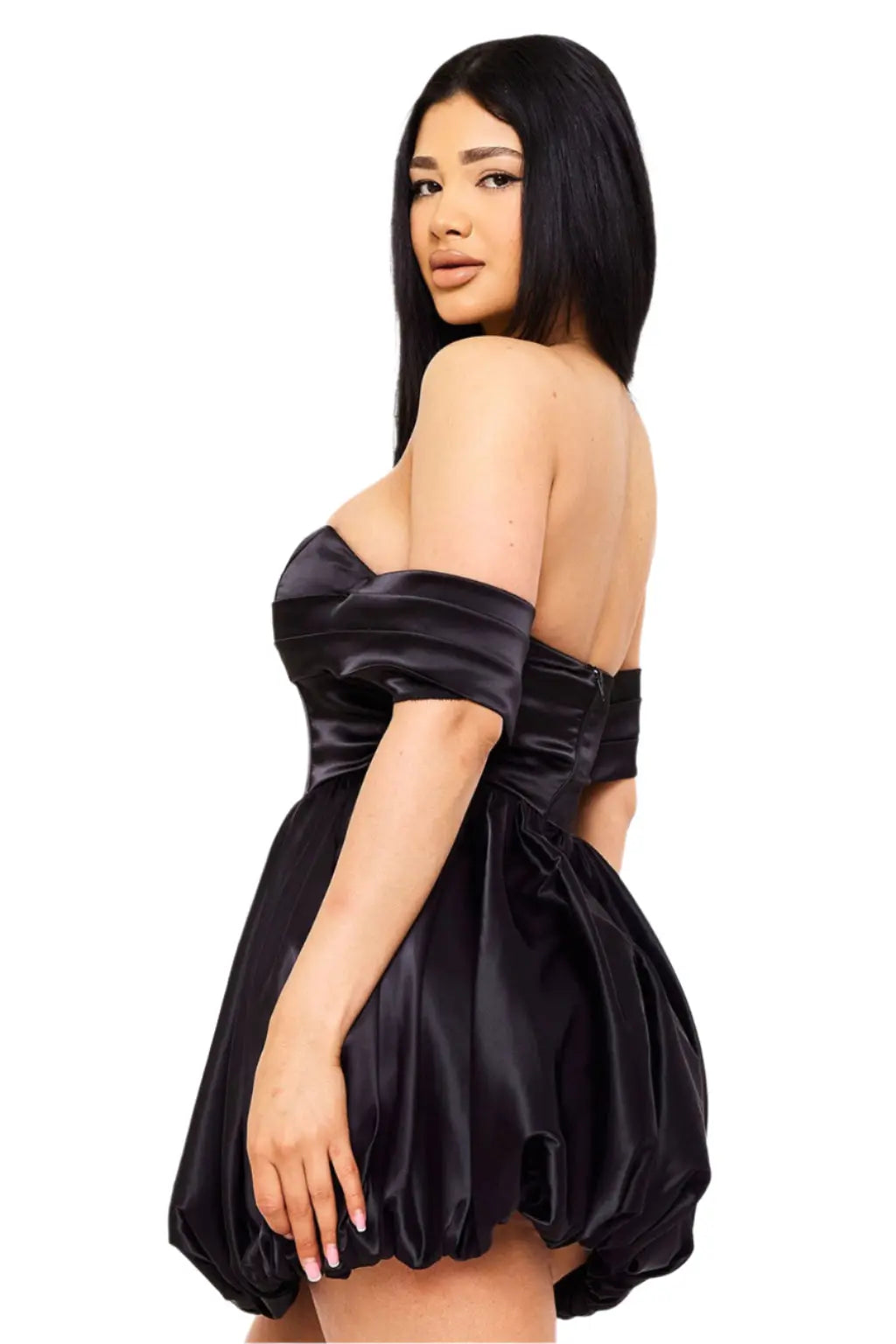 Satin mini dress style view - Epicplacess