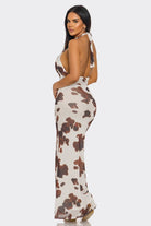 Women's Off-White Wild Heat Cow Print Cutout Halter Maxi Dress – front view