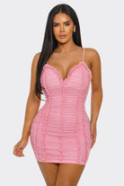 Women's Candy Crush Ruched Bodycon Mini Dress – full-length view