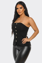 Women's Coastal Muse Linen Strapless Corset Top – front view