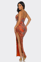 Women's Venom Allure Snake Print Cutout Maxi Slit Dress – back view