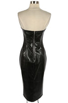 Women's Faux Leather Lace-Up Corset Midi Dress - photo 3