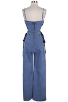Women's Denim Strapless Corset Wide Leg Jumpsuit - photo 3