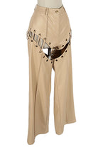 Women's Faux Leather Chain Cutout Wide Leg Pants - photo 2