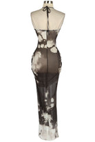 Women's Tie-Dye Print Halter Maxi Dress – Black - photo 3