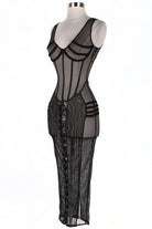 Women's Sheer Mesh Corset Midi Dress - photo 2
