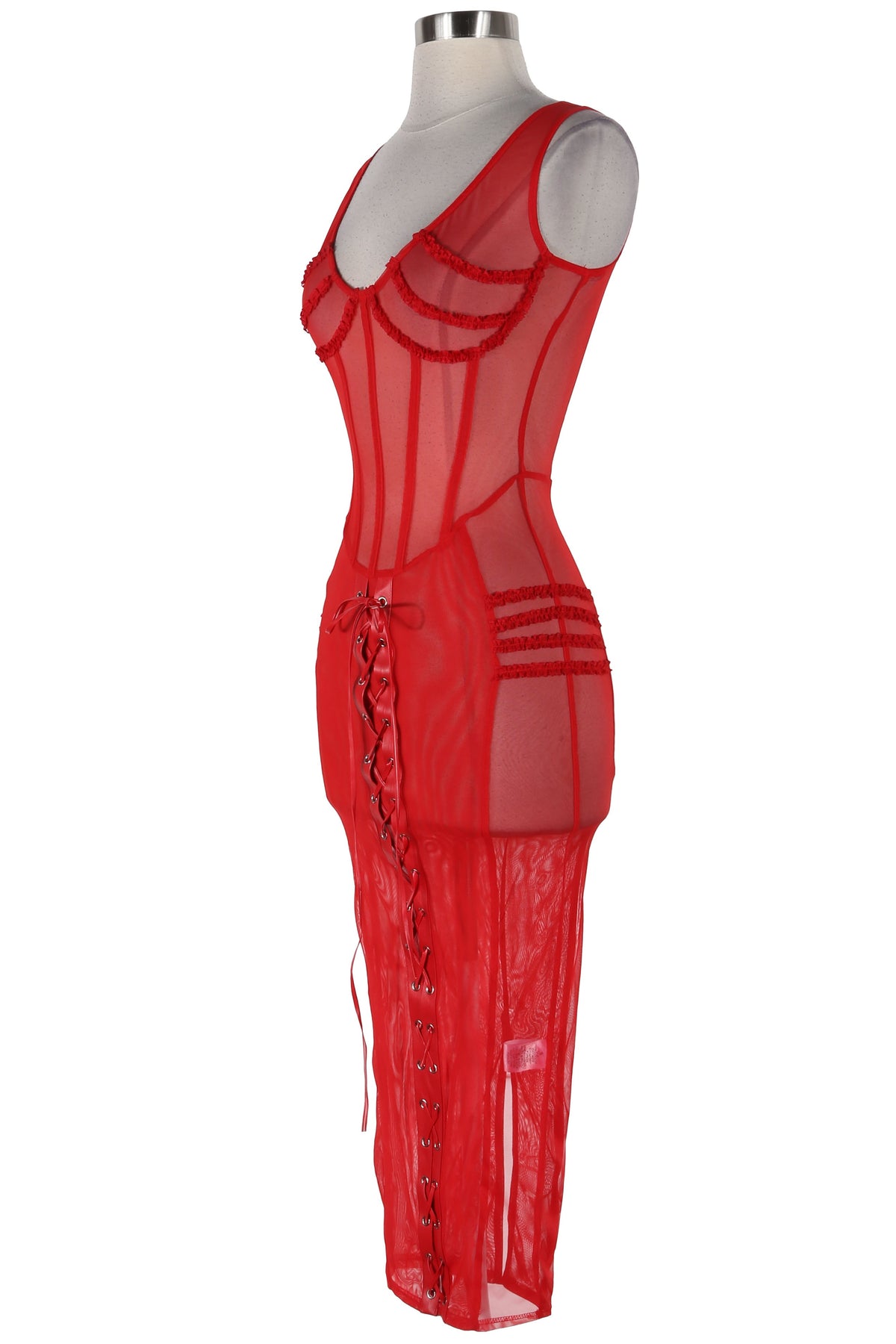 Women's Sheer Mesh Corset Midi Dress - photo 2