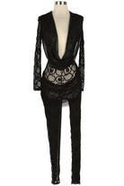 Women's Lace Plunge Long Sleeve Jumpsuit