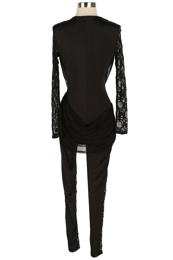 Women's Lace Plunge Long Sleeve Jumpsuit - photo 3