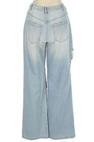 Women's Light Wash Distressed Cutout Wide Leg Jeans - photo 3