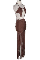 Women's Halter Cutout Fringe Maxi Dress - photo 2