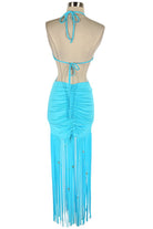 Women's Halter Cutout Fringe Maxi Dress - photo 3