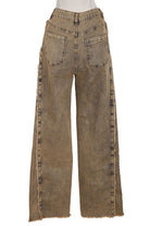 Women's Distressed Cargo Wide Leg Jeans – Brown Wash - photo 2