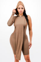 Women's Hooded One Sleeve Cutout Romper
