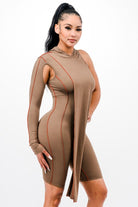 Women's Hooded One Sleeve Cutout Romper - photo 3