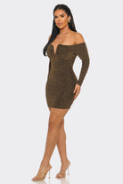 Women's Serenata Off-Shoulder Shimmer Midi Dress – detail view