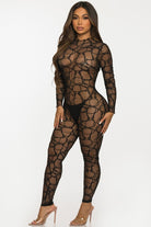 Women's Lace Long Sleeve Fitted Jumpsuit - photo 2