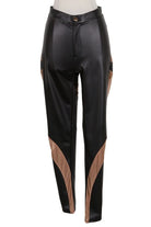 Women's Faux Leather Mesh Panel Pants