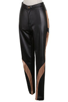 Women's Faux Leather Mesh Panel Pants - photo 2