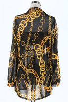 Women's Chain Print Blouse, Bralette & Shorts 3-Piece Set - photo 3