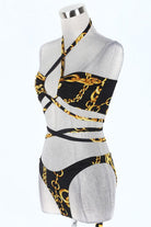 Women's Chain Print Blouse, Bralette & Shorts 3-Piece Set - photo 6