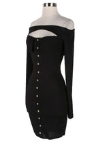 Women's Ribbed Off-Shoulder Cutout Button Front Mini Dress - photo 2