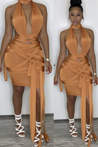 Women's Plunge Halter Wrap Top & Mini Skirt Set - photo 5