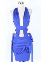 Women's Plunge Halter Wrap Top & Mini Skirt Set
