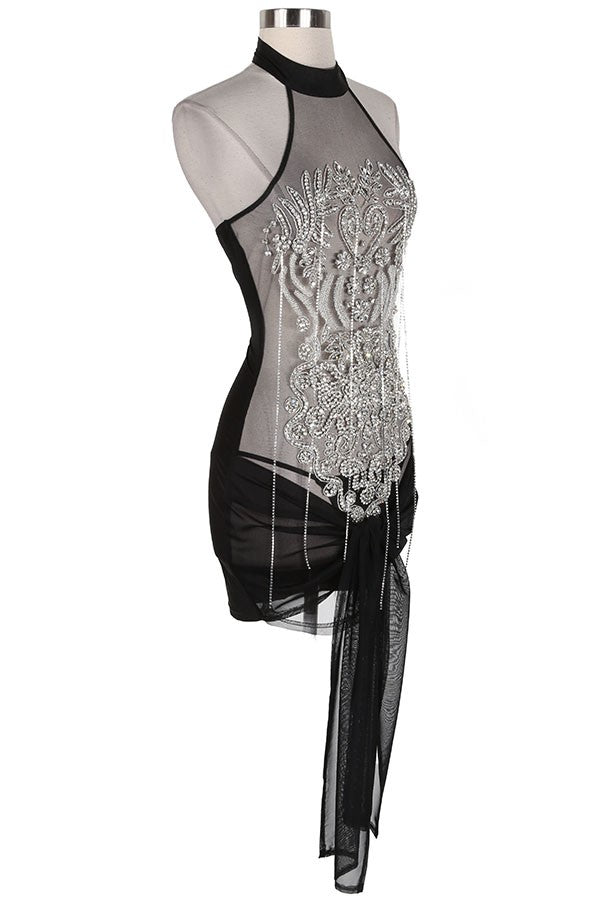 Women's Embellished Halter Fringe Mini Dress - photo 2