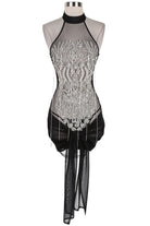 Women's Embellished Halter Fringe Mini Dress