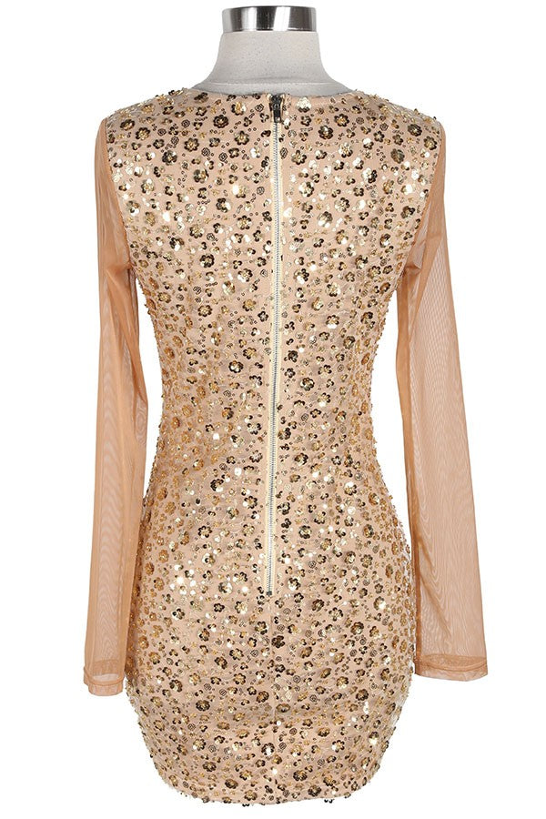 Women's Sequin Sheer Long Sleeve Cutout Mini Dress - photo 3