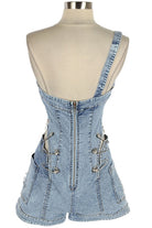 Women's One Shoulder Hardware Denim Jumpsuit - photo 3