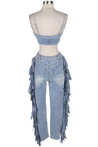 Women's Strapless Fringe Denim Jumpsuit - photo 3
