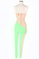 Women's One Shoulder Mesh Panel Jumpsuit - photo 3