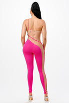Women's One Shoulder Mesh Panel Jumpsuit - photo 3
