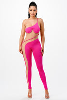 Women's One Shoulder Mesh Panel Jumpsuit