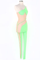Women's One Shoulder Mesh Panel Jumpsuit - photo 2