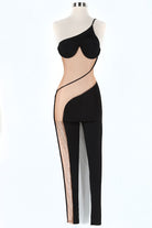 Women's One Shoulder Mesh Panel Jumpsuit - photo 2