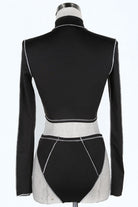 Women's black cutout long sleeve top and pants set - photo 3