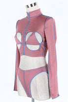 Women's mauve cutout long sleeve top and pants set - photo 2