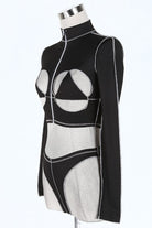 Women's black cutout long sleeve top and pants set - photo 2