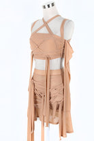 Women's mocha strappy cutout halter top and mini skirt set - photo 2