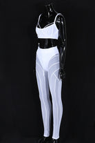 Women's white mesh bra top and leggings set - photo 2