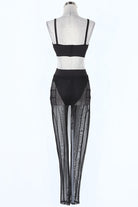 Women's black mesh bra top and leggings set - photo 3
