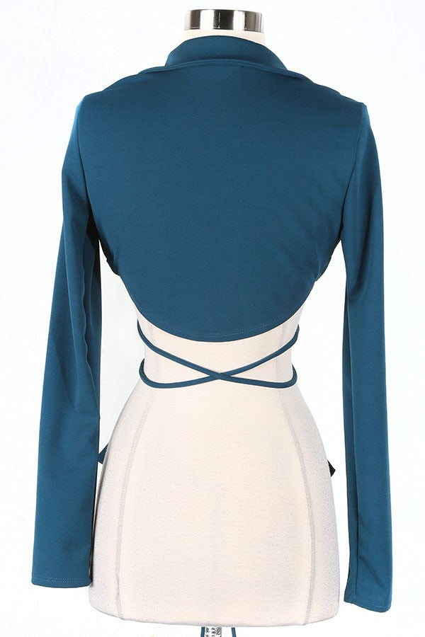 Women's h.green v-neck long sleeve tie-front top - photo 3
