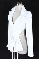 Women's white v-neck long sleeve tie-front top - photo 2