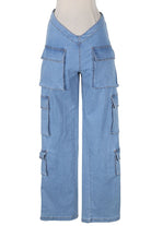 Women's Cargo Pocket Wide-Leg Jeans