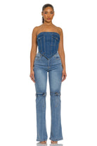 Women's High-Waist Denim Flare Pants
